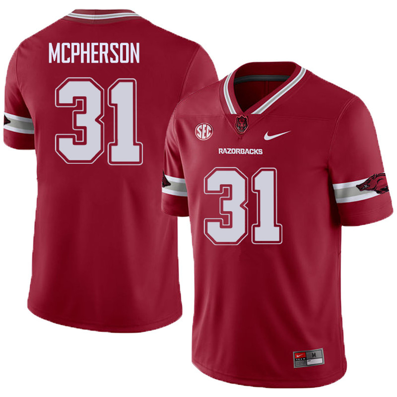 Men #31 Connor McPherson Arkansas Razorback College Football Alternate Jerseys Sale-Cardinal